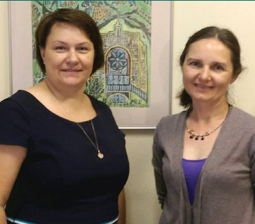 At the National Library of LIthuania, from left: Head of the Lithuanian Studies Department Jolanta Budriūnienė and The Lithuanian Museum Review Editor Karilė Vaitkutė.
