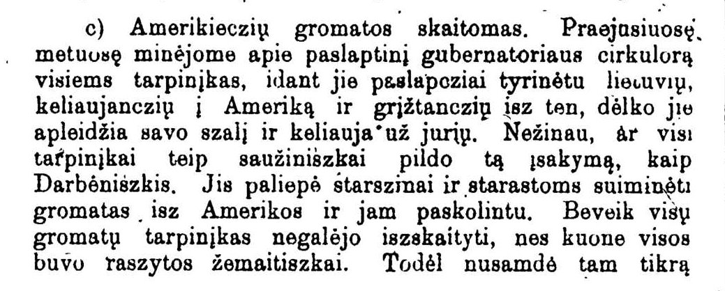 Ulickas, J. „Amerikiečių gromatos skaitomos“. Senelis. Tėvynės sargas, 1900, nr. 4/5, p. 96